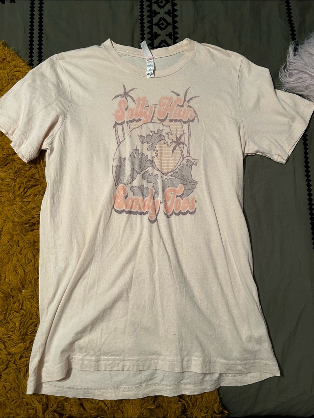 CANVAS Light Beige Graphic Tee - Neutral Pink Accents